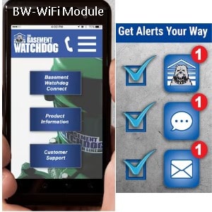 Pictured are the options available to setup the Basement Watchdog Wi-Fi Module to get messages.    